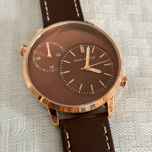 NWT MINI FOCUS Men's Watch Genuine Leather Quartz Movement - Picture 4 of 9